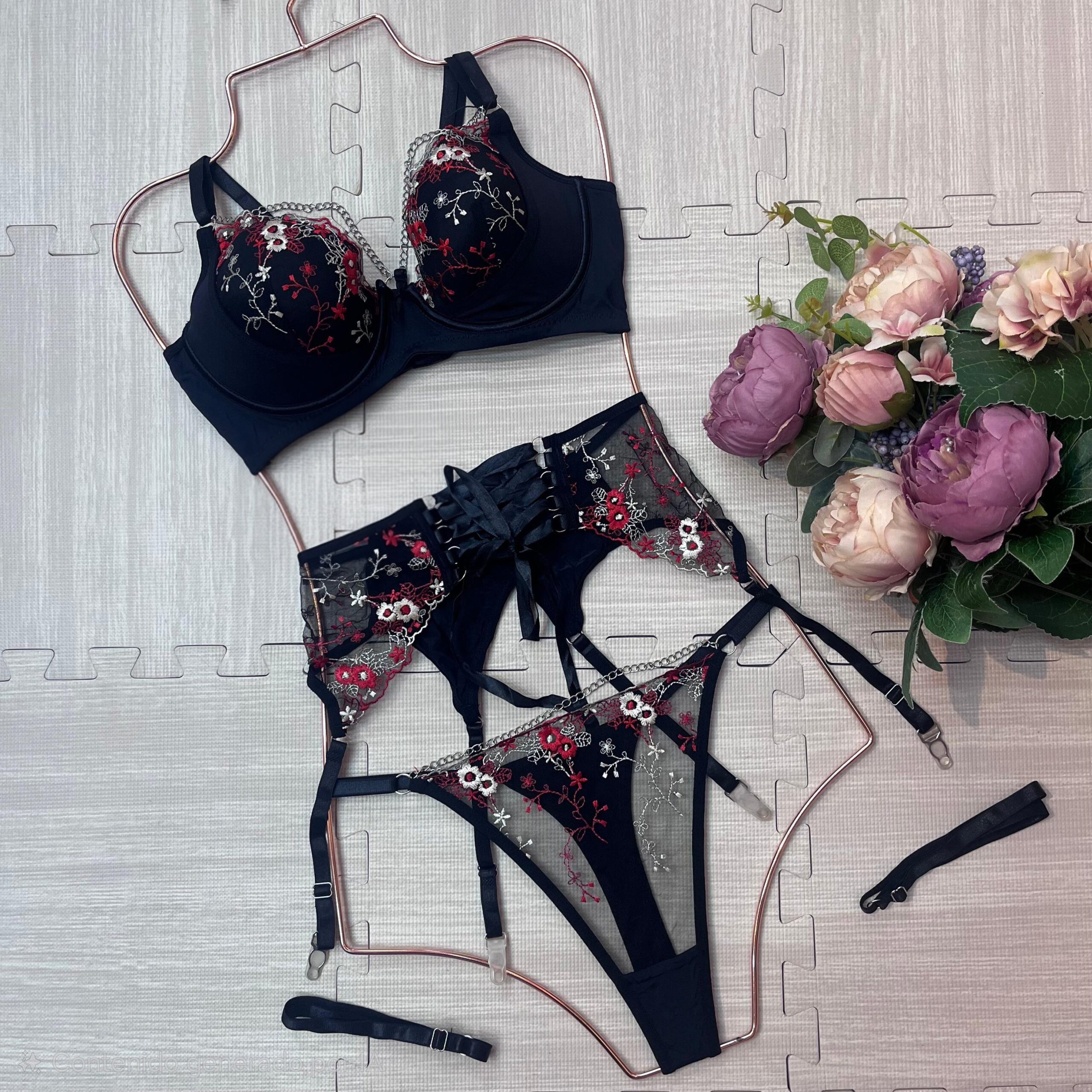 coordinado lencero con liguero para mujer lukaut negro(1)